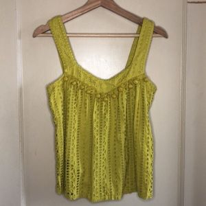 Sundance eyelet tank top with tassel trim